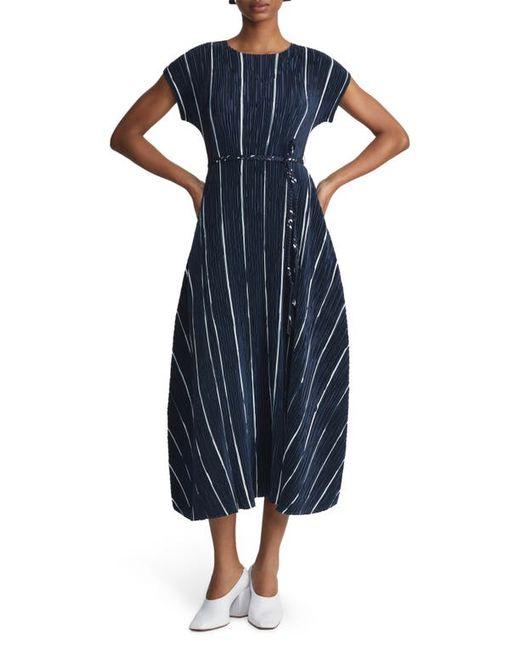 Lafayette 148 New York Stripe Plissé Recycled Polyester Satin Maxi Dress
