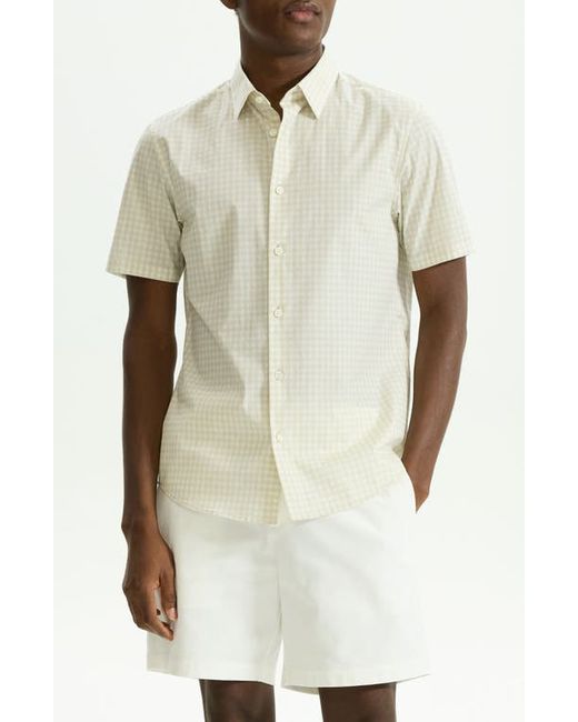 Theory Irving Gingham Short Sleeve Stretch Cotton Button-Up Shirt