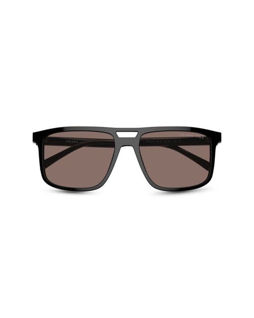 Prada 58mm Polarized Rectangular Sunglasses