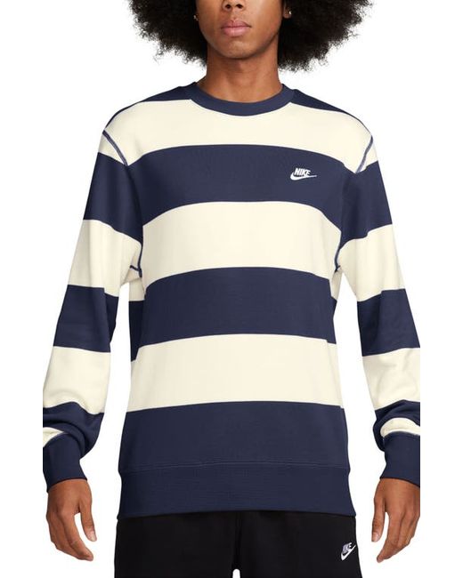Nike Club Stripe French Terry Sweatshirt Midnight Navy/Sail/White