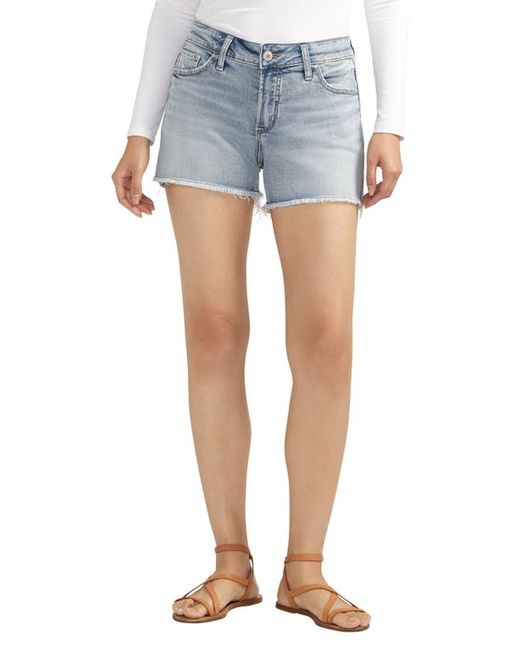 Silver Jeans Co. Jeans Co. Suki Curvy Flag Pocket Frayed Denim Shorts