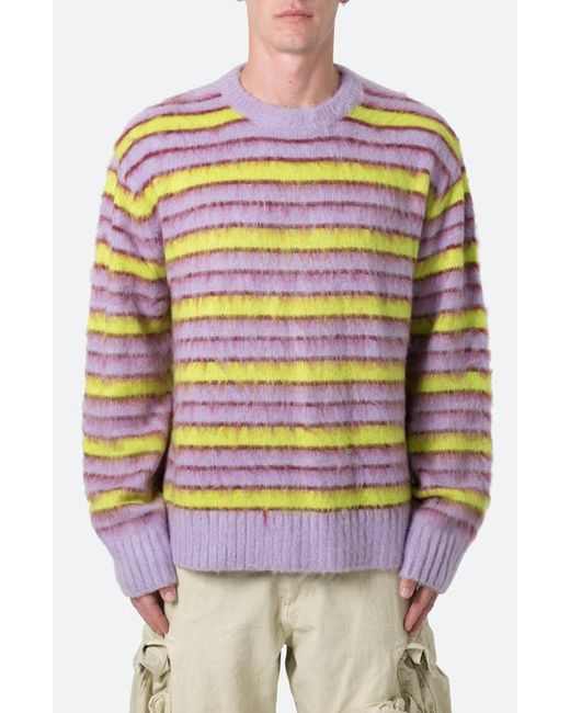 Mnml Striped Faux Mohair Sweater Purple
