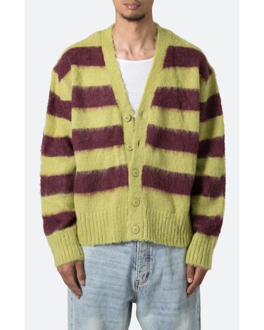 Mnml Striped Faux Mohair Cardigan Brown