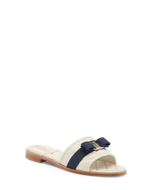 Ferragamo Vara Bow Quilted Slide Sandal