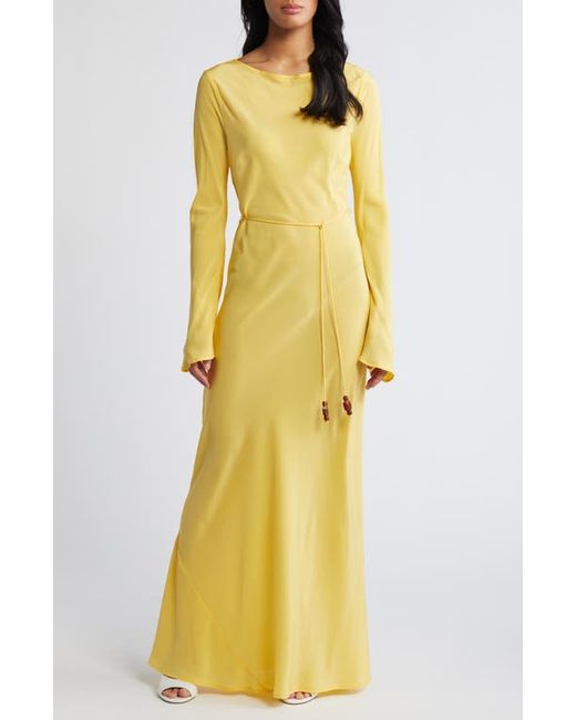 Faithful the Brand Bellini Long Sleeve Silk Crepe Maxi Dress