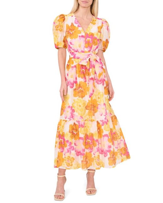 Cece Floral Puff Sleeve Maxi Dress