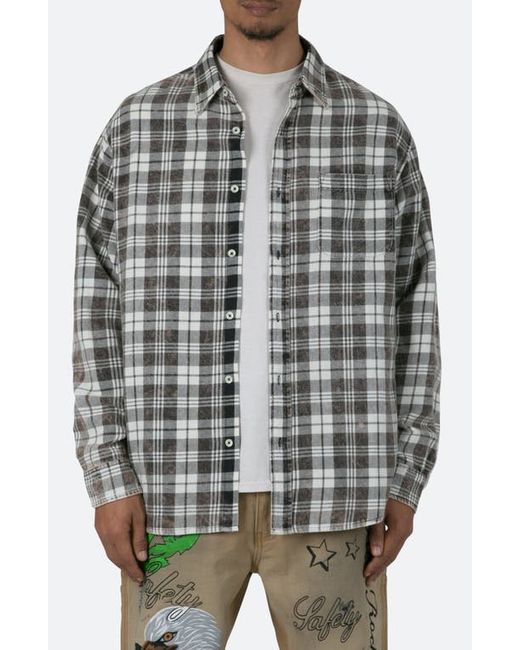 Mnml Washed Plaid Button-Up Shirt Natural