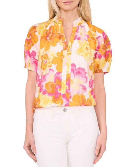 Cece Puff Sleeve Floral Print Top
