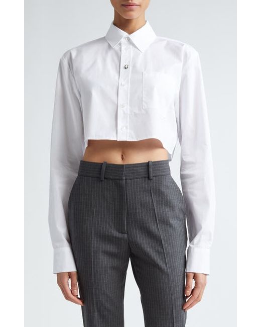 Coperni Long Sleeve Cotton Button-Up Crop Shirt