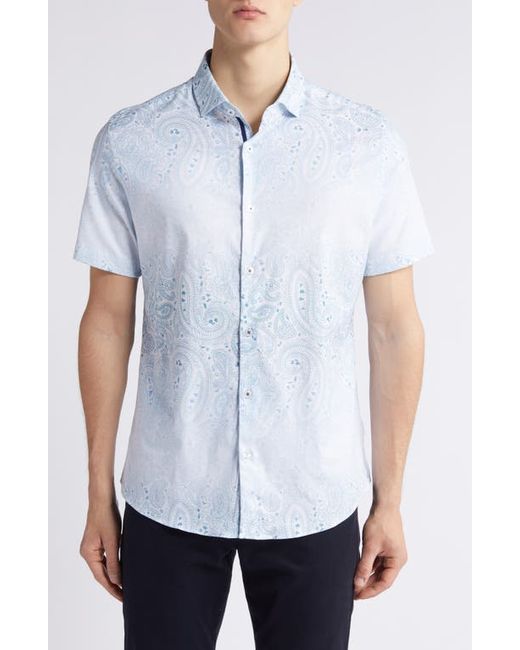 Stone Rose Paisley Short Sleeve Trim Fit Button-Up Shirt