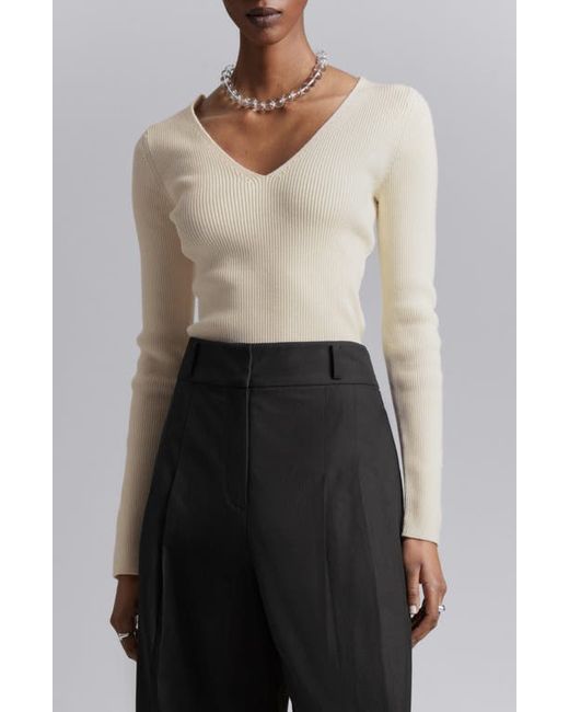 Other Stories V-Neck Rib Wool Blend Sweater