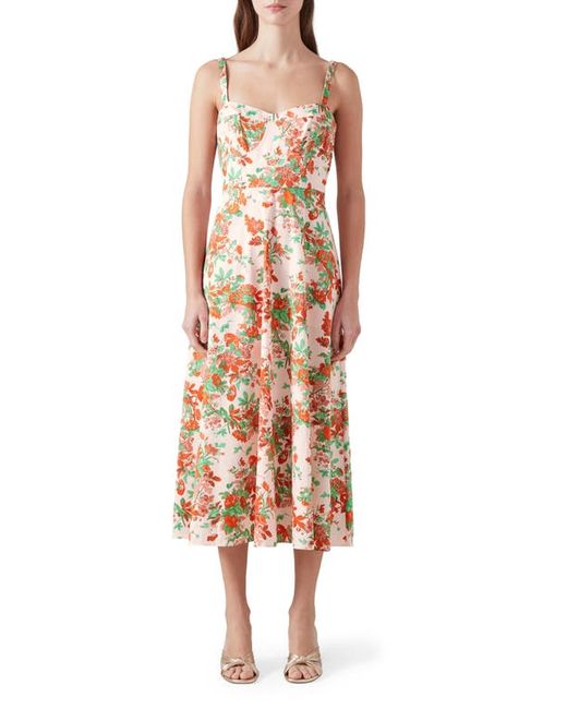 Lk Bennett Floral Print Sleeveless Midi Dress