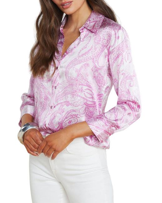 L'agence Dani Paisley Print Silk Button-Up Shirt