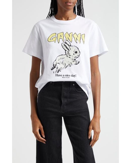 Ganni Bunny Organic Cotton Graphic T-Shirt