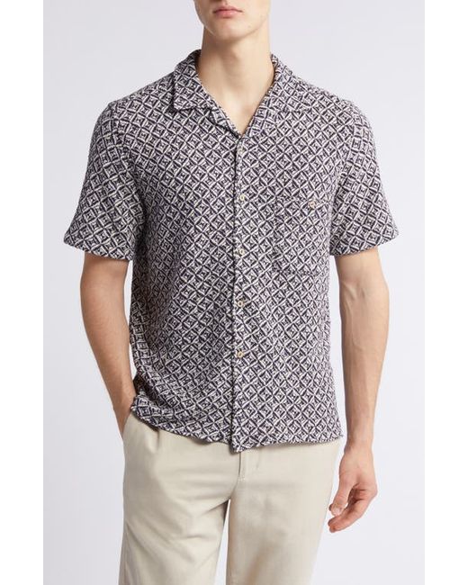 Percival Viscount Geometric Jacquard Knit Camp Shirt