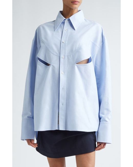 Commission Rider High-Low Hem Cotton Button-Up Shirt