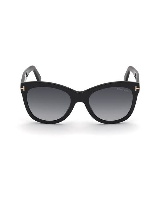 Tom Ford Wallace 54mm Gradient Cat Eye Sunglasses Shiny Smoke