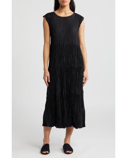 Eileen Fisher Pleated Tiered Silk Midi Dress