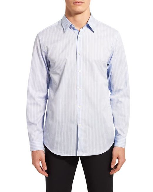Theory Irving Stretch Stripe Button-Up Shirt Olympic
