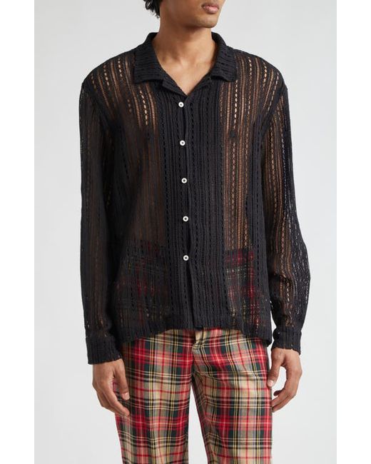 Bode Meandering Lace Button-Up Shirt