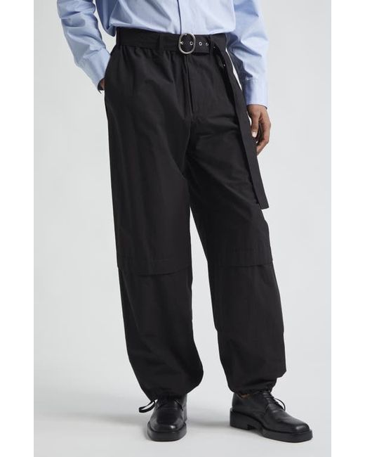 Jil Sander Belted Wide Leg Cotton Trousers