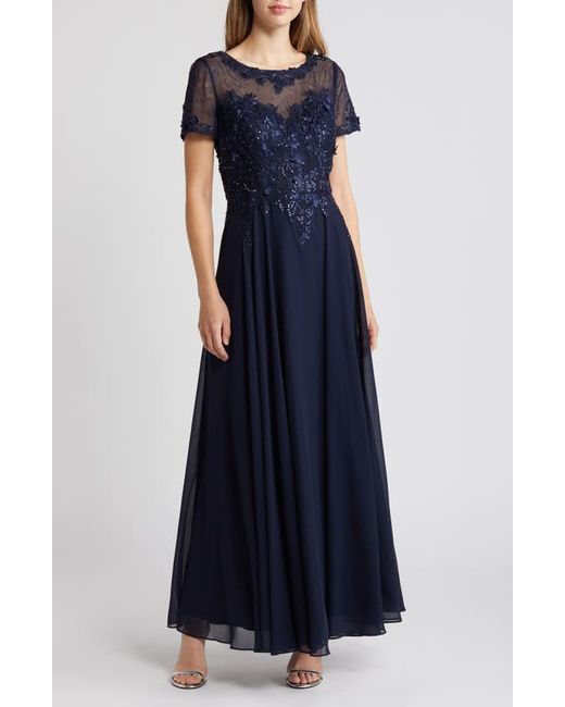 Xscape Evenings Beaded Mesh Gown
