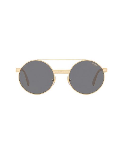 Versace 52mm Polarized Round Sunglasses Gold/Grey