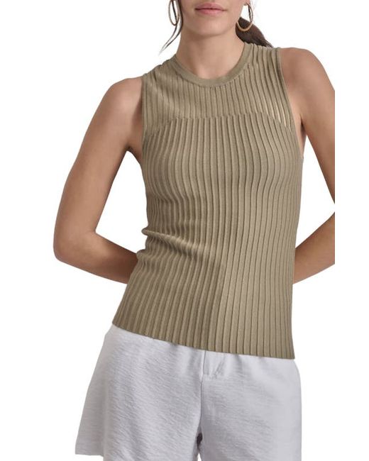 Dkny Stripe Sheer Yoke Sleeveless Sweater