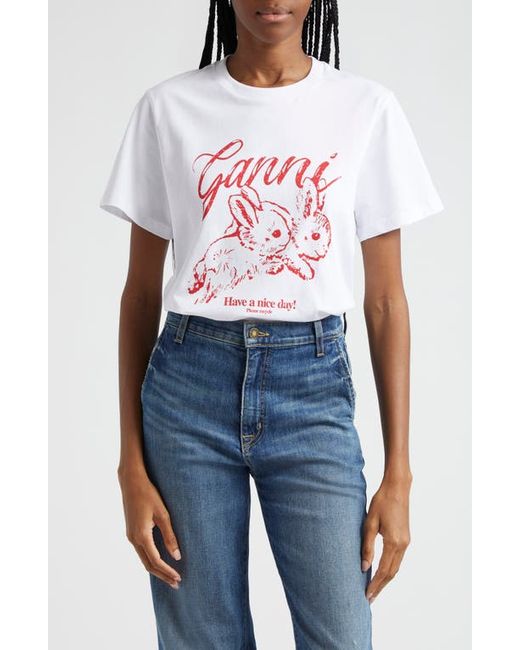 Ganni Kitty Organic Cotton Graphic T-Shirt