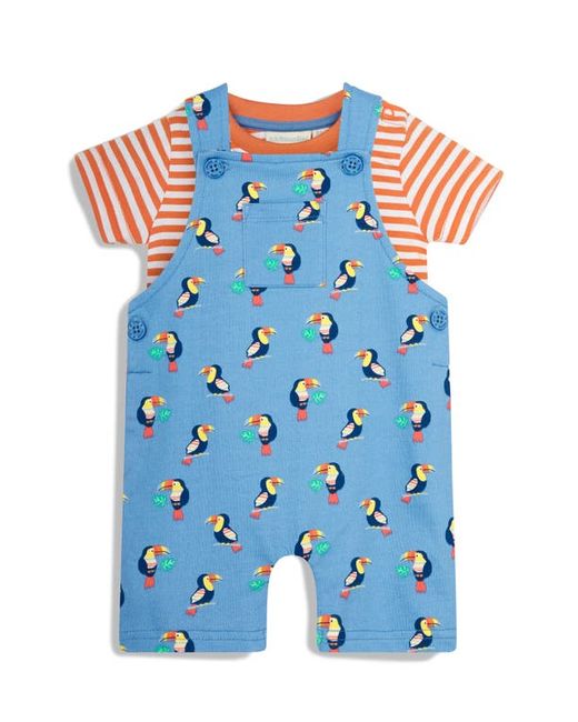 JoJo Maman Bebe Stripe T-Shirt Toucan Overalls Set