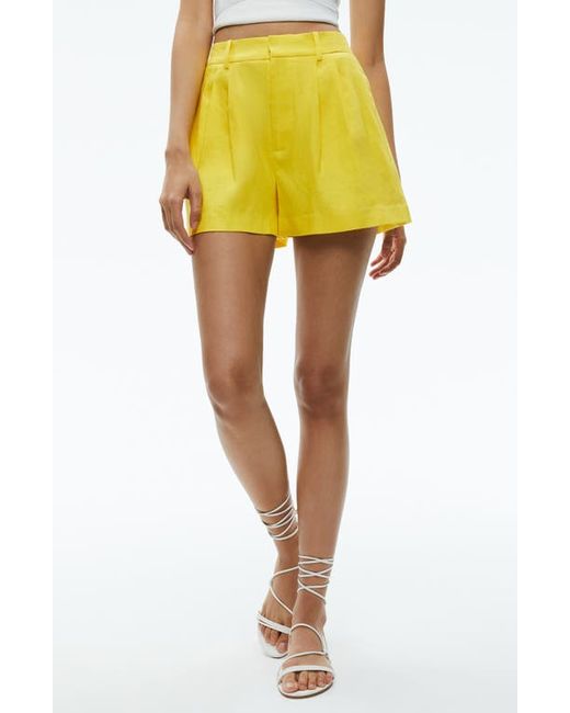 Alice + Olivia Conry Pleated Linen Blend Shorts