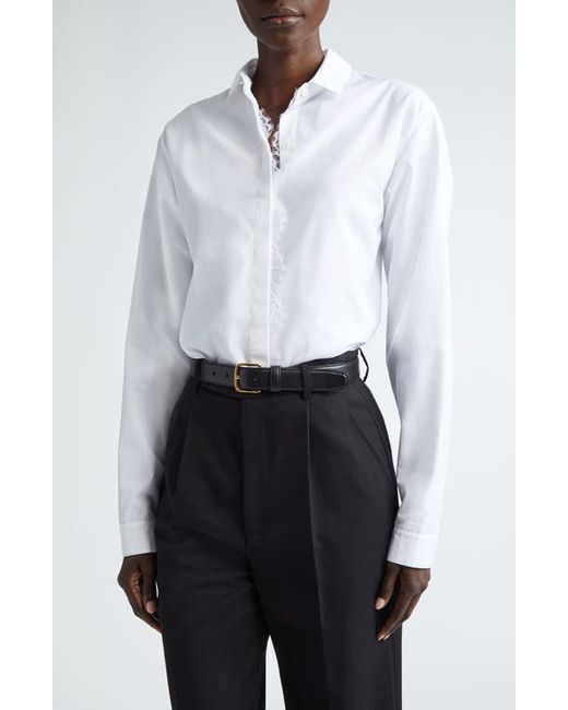 Giambattista Valli Lace Placket Silk Button-Up Shirt