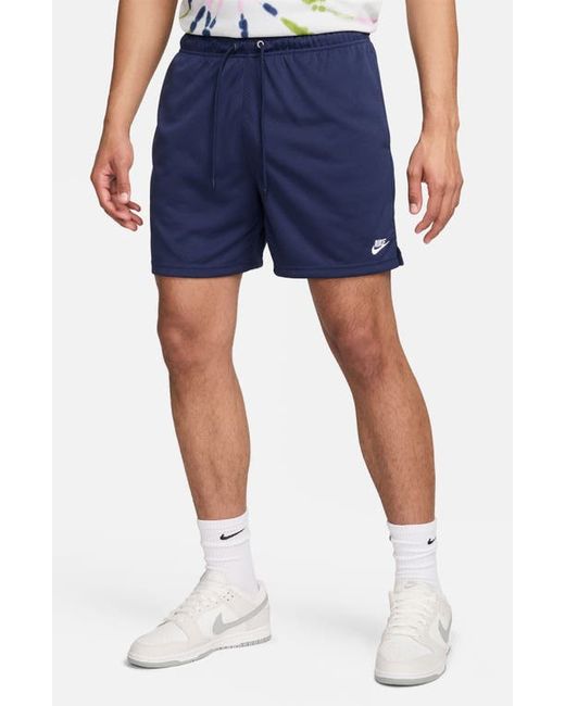 Nike Club Flow Mesh Athletic Shorts Midnight Navy/White