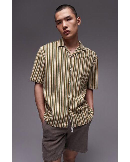 Topman Textured Stripe Camp Shirt