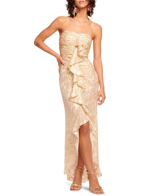 Ramy Brook Goldie Strapless Metallic Silk Gown