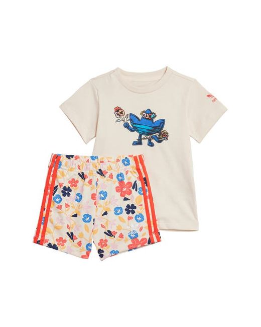 Adidas Floral Cotton Graphic T-Shirt Shorts Set