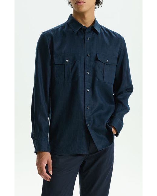 Theory Military LS. Relaxed Linen Button-Up Shirt