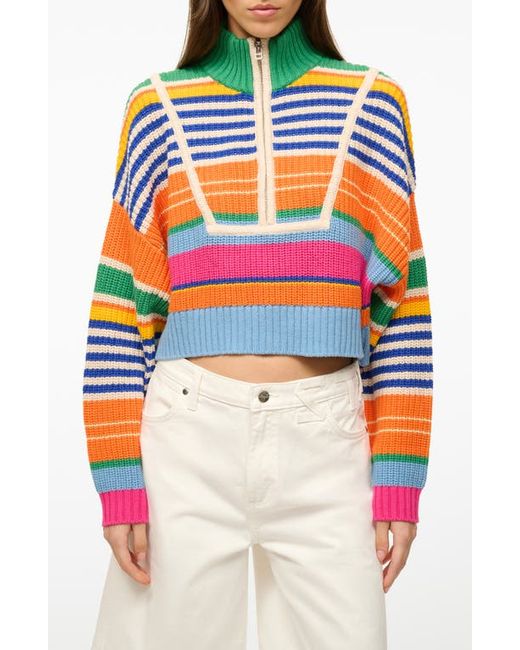 Staud Stripe Crop Cotton Blend Sweater