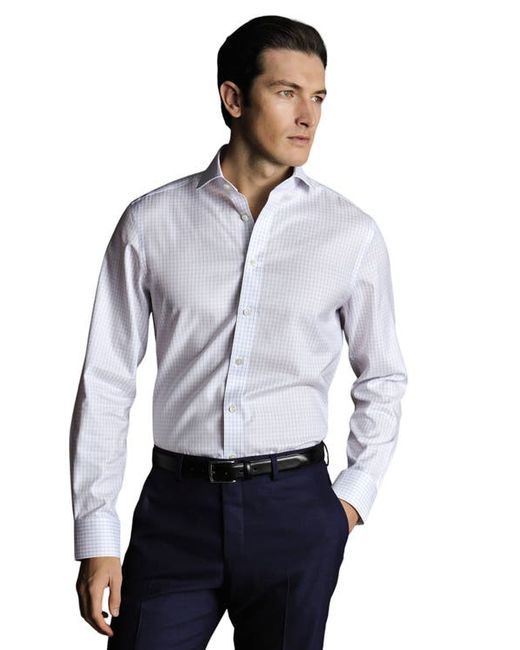 Charles Tyrwhitt Check Non-Iron Twill Cutaway Slim Fit Shirt Single Cuff