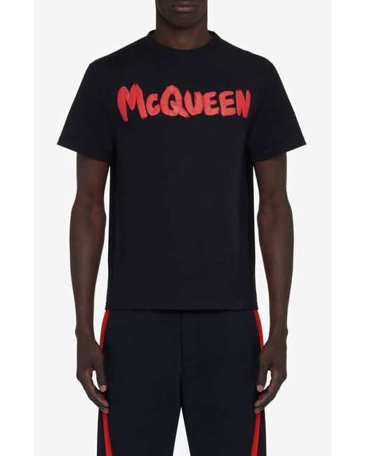 Alexander McQueen Graffiti Logo Graphic T-Shirt Black