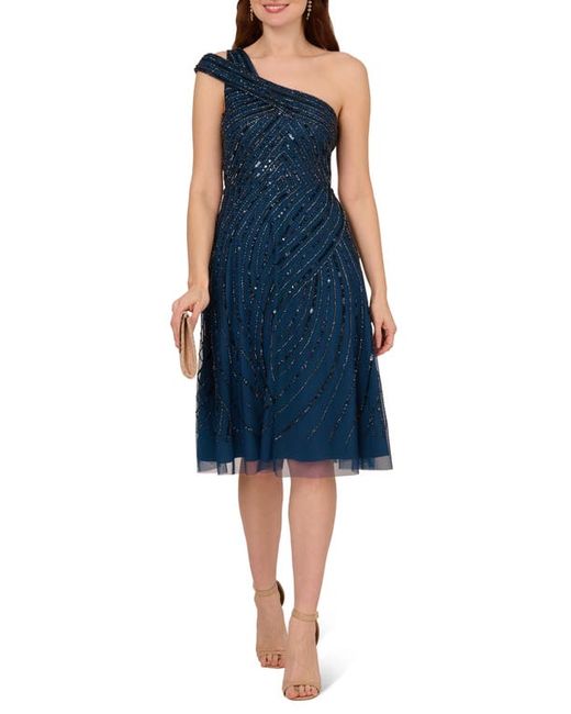 Adrianna Papell Beaded One-Shoulder Dress