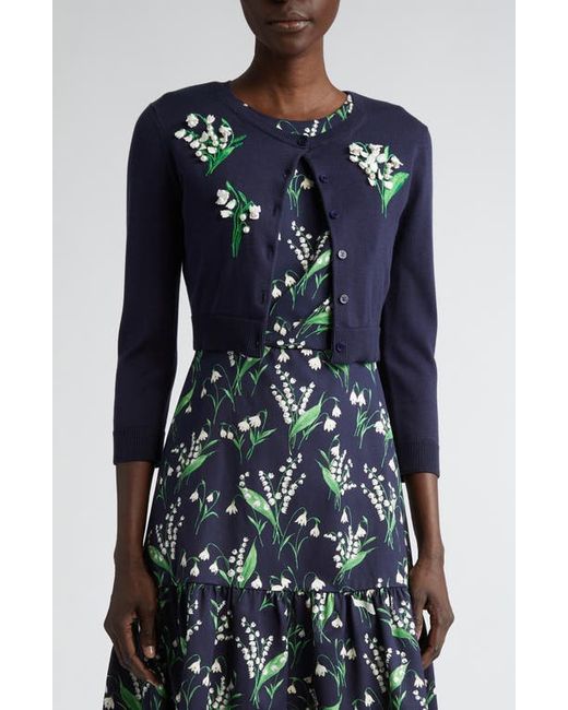 Carolina Herrera Lily of the Valley Embroidered Crop Cardigan