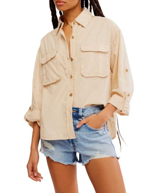 Free People Made for Sun Oversize Linen Cotton Button-Up Shirt