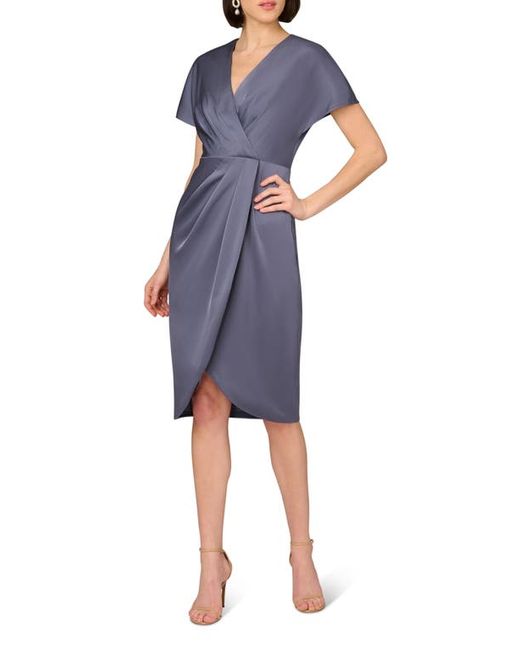 Aidan Mattox by Adrianna Papell Pleat Front Crepe Back Satin Cocktail Dress