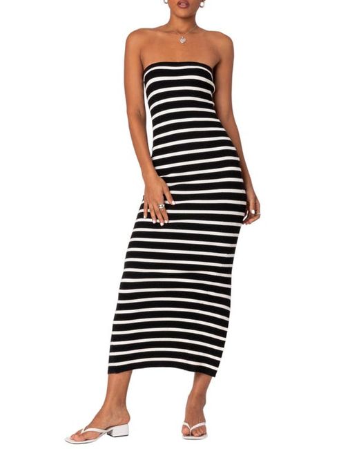 Edikted Stripe Strapless Maxi Dress