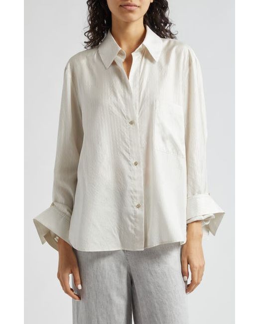 Twp New Morning After Stripe Silk Button-Up Shirt
