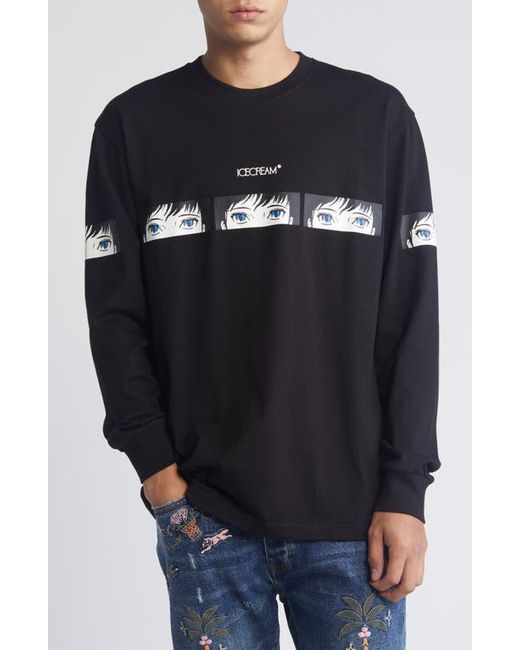 Icecream These Eyes Long Sleeve Cotton Graphic T-Shirt