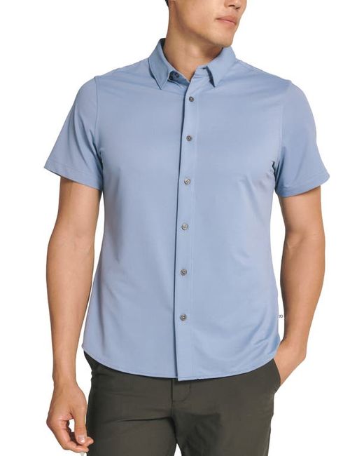 7 Diamonds Owen Solid Short Sleeve Performance Button-Up Shirt