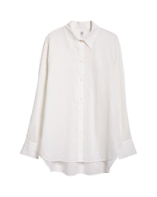 Totême Oversize Wide Sleeve Cotton Blend Button-Up Shirt