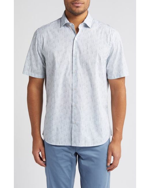Robert Barakett Slim Fit Dot Print Short Sleeve Cotton Button-Up Shirt